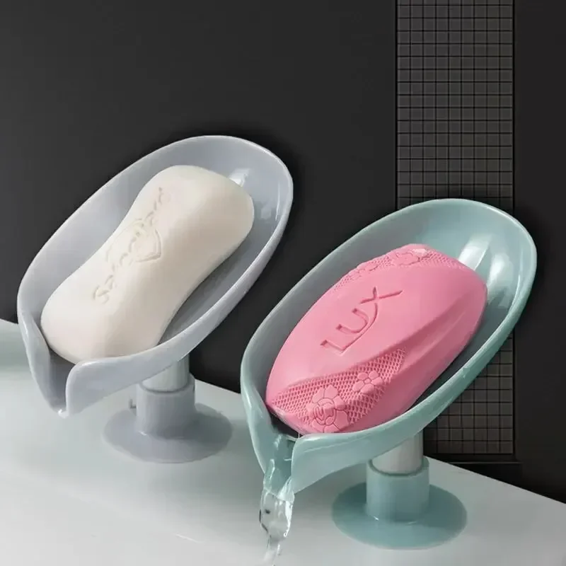 Eco Sponge - 水切り石鹸ホルダー 葉っぱ型石鹸置き 吸盤トレイ シャワー用スポンジ容器 キッチン/バスルームアクセサリー