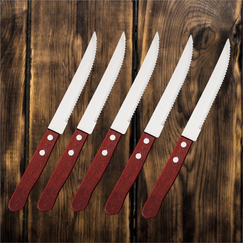 Bamboo Cutlery - 1-20 個ステンレス鋼ステーキナイフ木製ハンドルディナーシャープステーキナイフナイフセットレストランテーブルナイフ食器セット