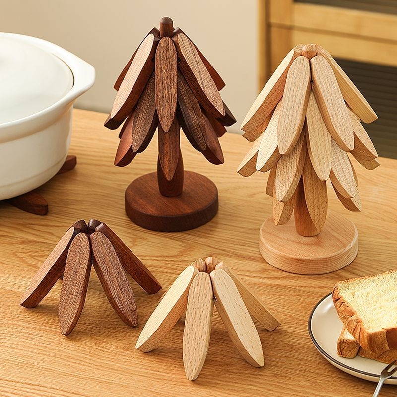 Bamboo Cutlery - 創造的な竹製トリベット、折りたたみ式木製耐熱コースター、熱い料理や鍋用の火傷防止パッド、家庭用キッチン装飾