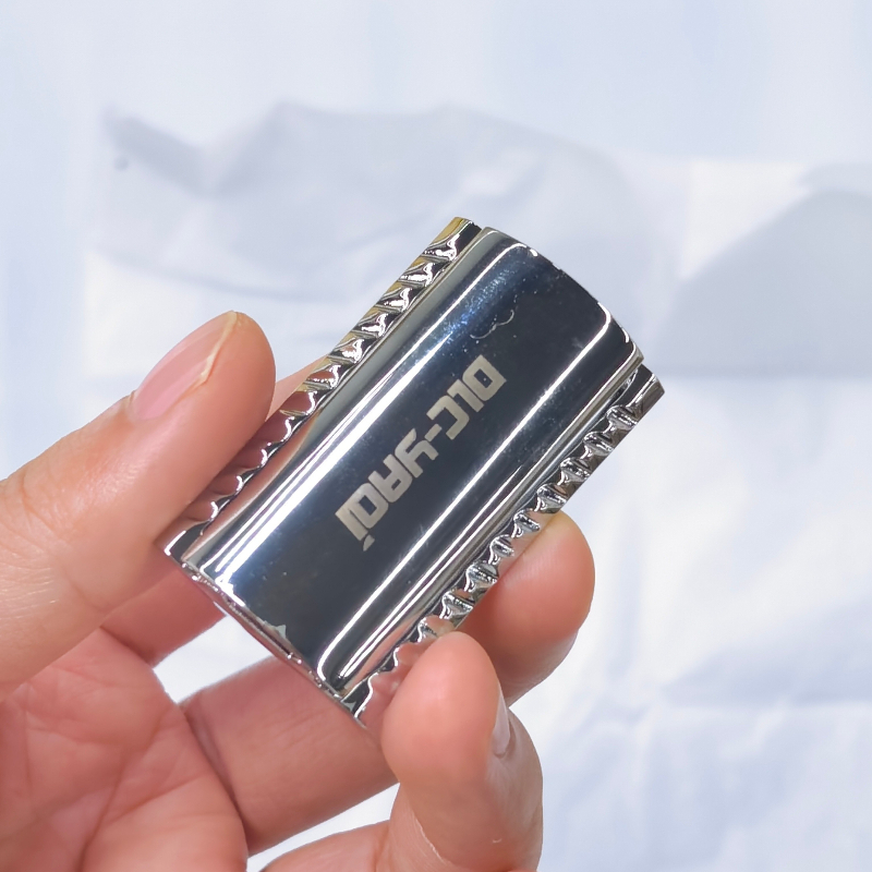 Safety Razor Handle - 2026 フラッシュセール！ YAQI クロームカラー スカラップバーダブルエッジ安全かみそりヘッド 彼氏へのギフトに
