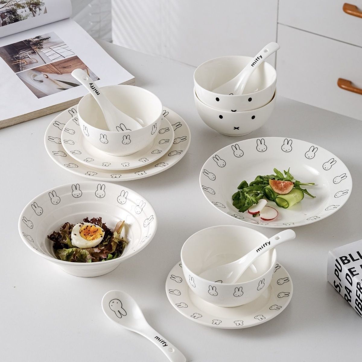 アニメかわいいミッフィーシンプルな陶器食器竹帽子プレート皿ボ - Bamboo Cutlery のレビューと価格