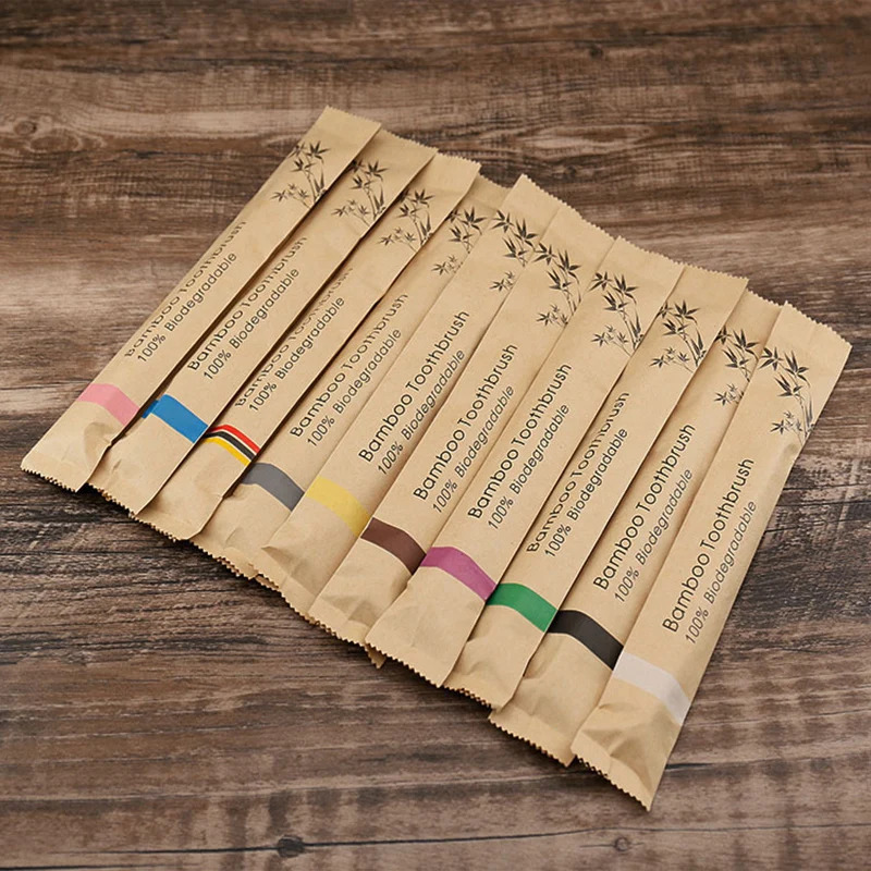 5本または15本セットのカラフルな歯ブラシ。天然竹製で、柔ら - Bamboo Toothbrush のレビューと価格