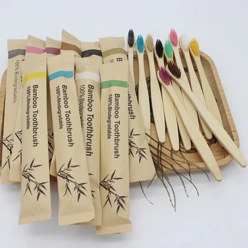 5本または15本セットのカラフルな歯ブラシ。天然竹製で、柔ら - Bamboo Toothbrush のレビューと価格