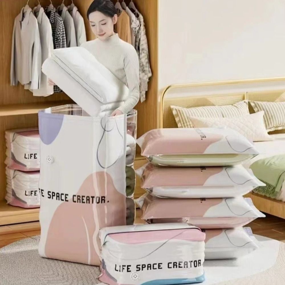圧縮機能付きの真空収納バッグ。ポンプ不要で、省スペースに収納 - Reusable Bag のレビューと価格