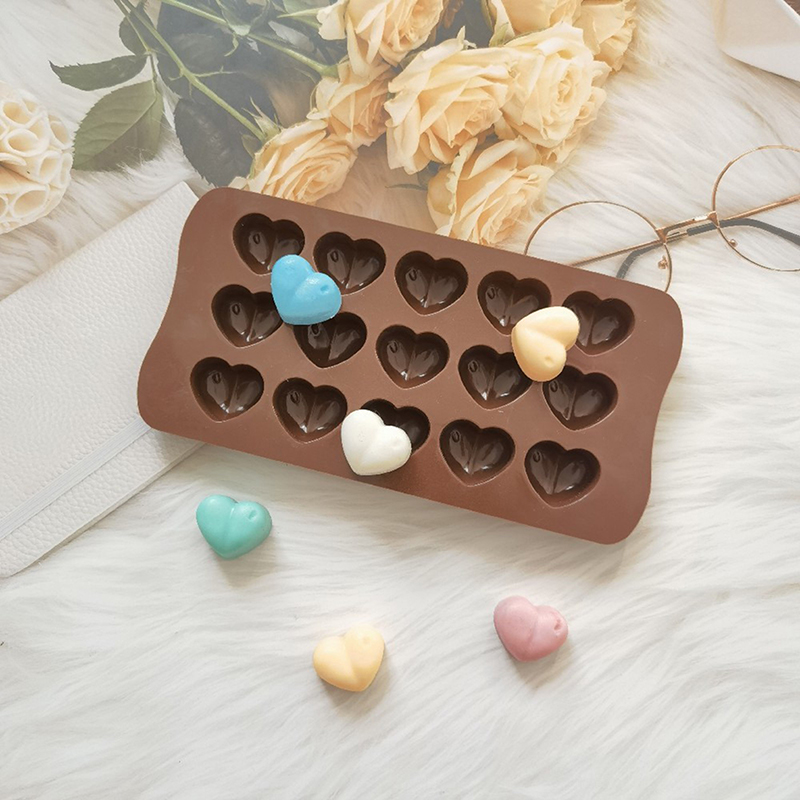 新しい15穴ハート型シリコンチョコレート型 バレンタインゼリ - Eco Soap のレビューと価格