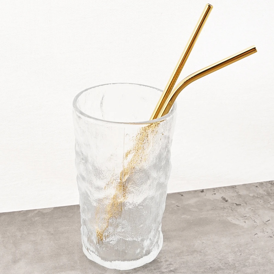 4 個再利用可能なゴールドストローミルクティージュースコーヒ - Reusable Straw のレビューと価格