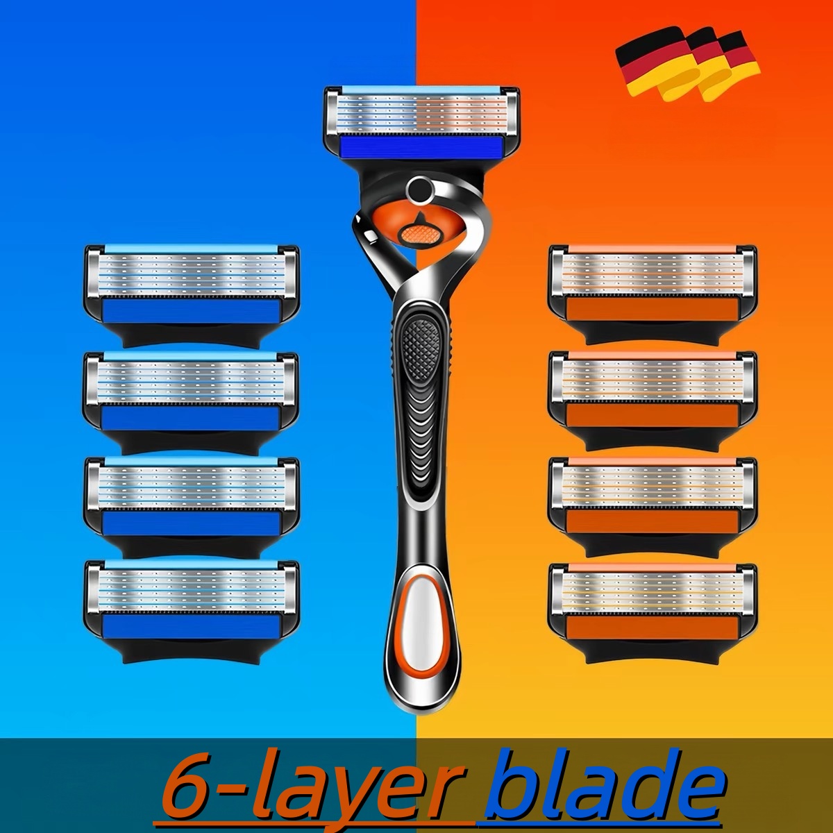 メンズ用、6層構造のステンレス製交換式カミソリ刃、クラシック - Safety Razor Handle のレビューと価格