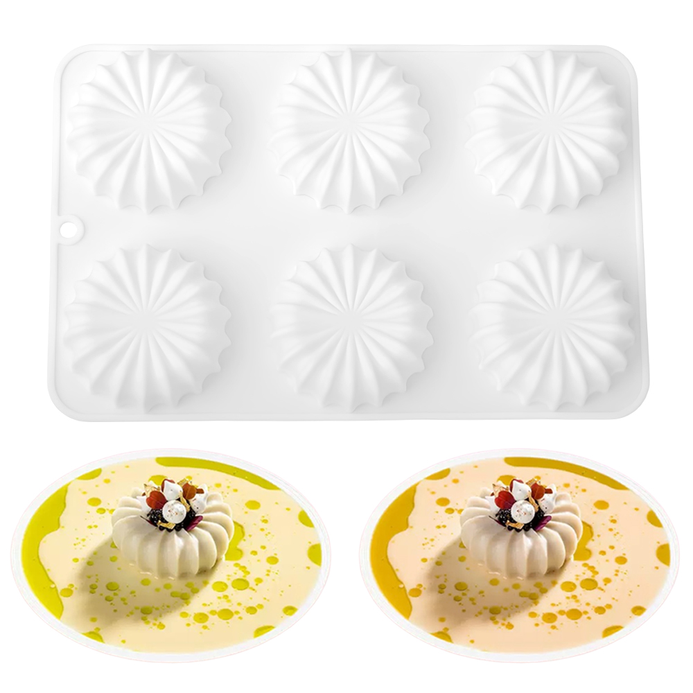 6セル鋸歯状エッジフラット円形デザインムースケーキ型食品グレ - Eco Soap のレビューと価格