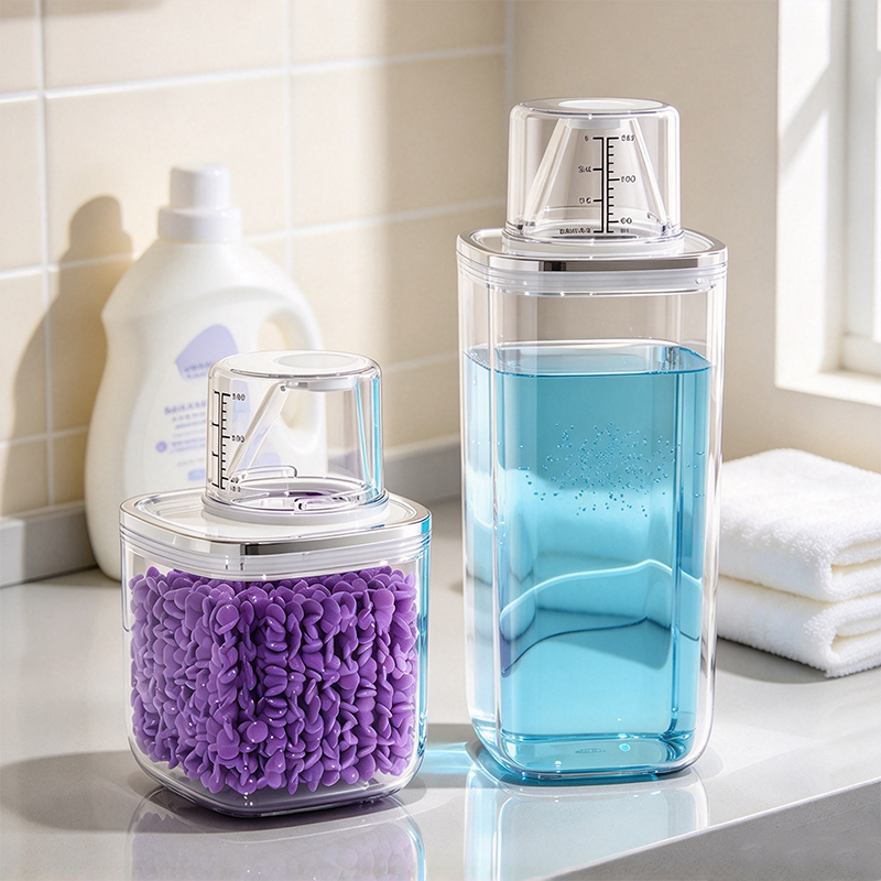 計量カップ付きの洗濯洗剤収納容器。密閉式で再利用可能。バスル - Reusable Bottle のレビューと価格