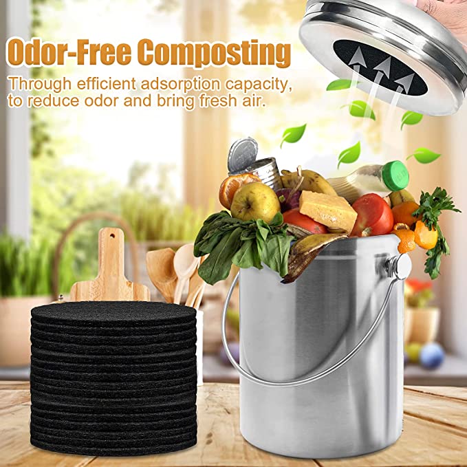16個入り、コンポスト用バケツフィルター、丸型、持ち運び可能 - Compost Bin のレビューと価格