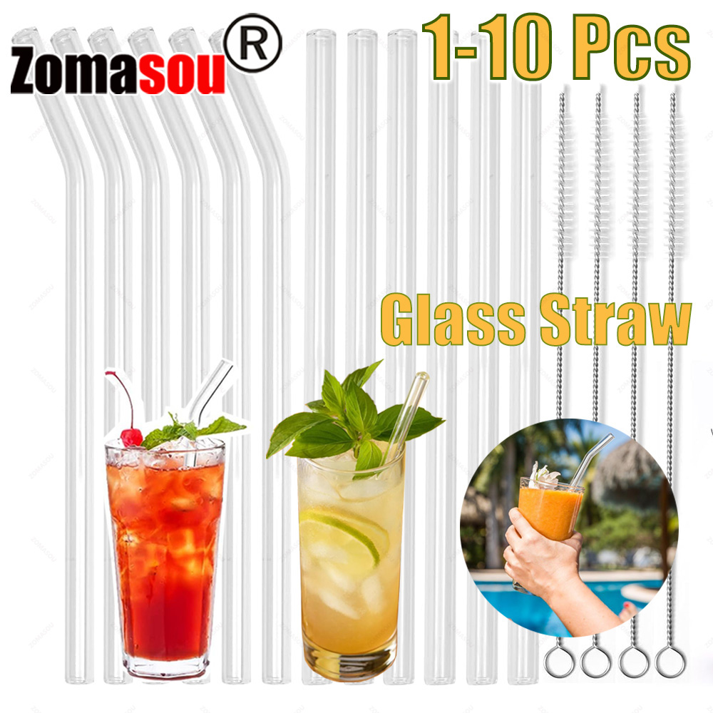 1-10 個再利用可能なガラスストローセット高ホウケイ酸スム - Reusable Straw のレビューと価格