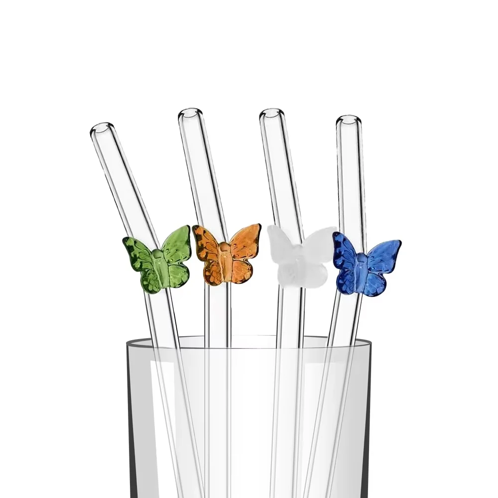 4本 再利用可能なボウガラスストロー かわいいボウガラススト - Reusable Straw のレビューと価格
