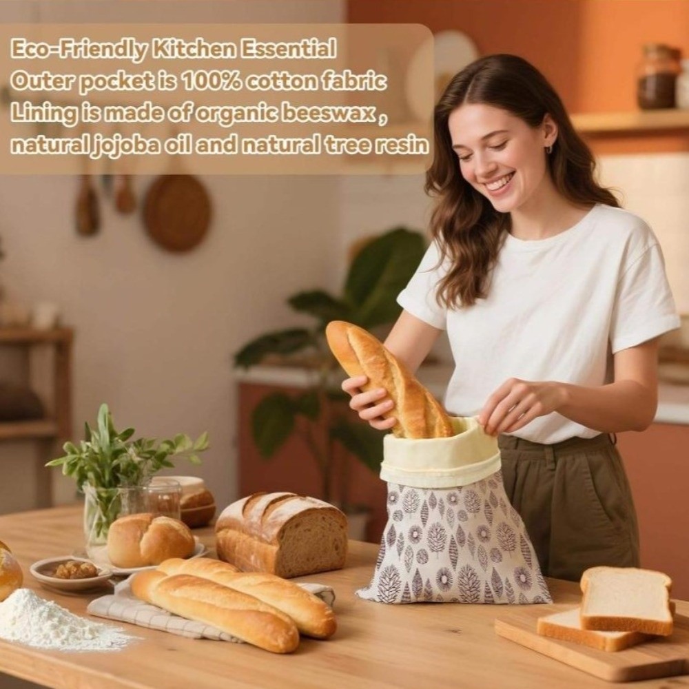 再利用可能な新しい蜜蝋入りパン袋。綿素材で蜜蝋コーティングさ - Reusable Bag のレビューと価格