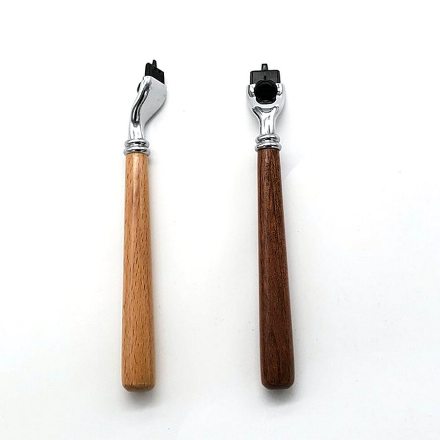 メンズウッドロングハンドルマニュアルカミソリハンドル、マッハ - Safety Razor Handle のレビューと価格