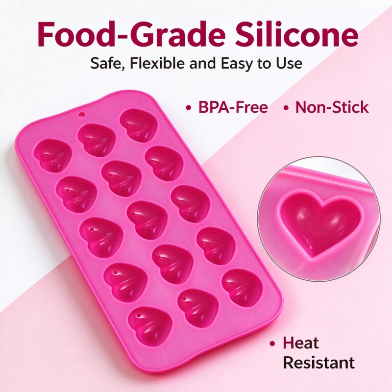 3Dハート型シリコンモールド、食品グレード、焦げ付き防止、チ - Eco Soap のレビューと価格