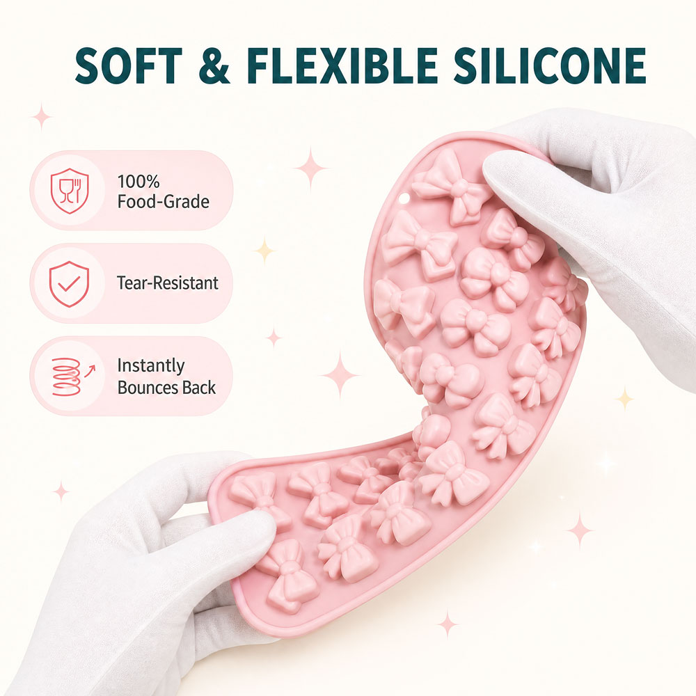 3Dミニシリコン製ケーキ型。かわいいリボン型で、キャンディ、 - Eco Soap のレビューと価格