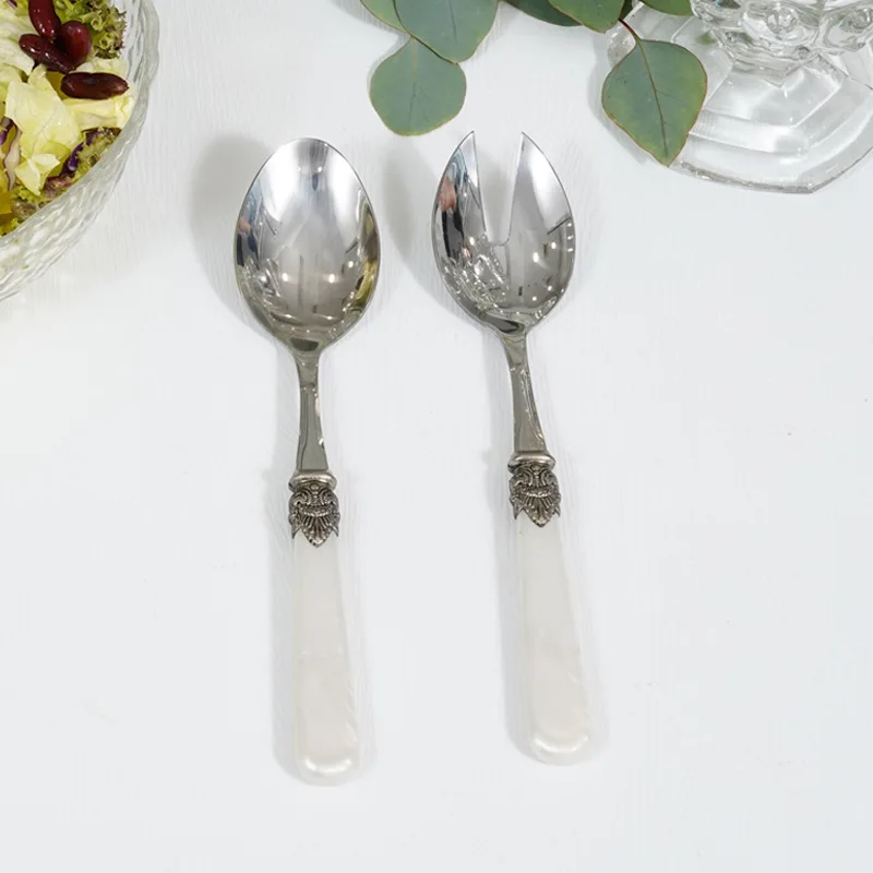 西洋風304ステンレス製サラダスプーンフォークセット、アクリ - Bamboo Cutlery のレビューと価格