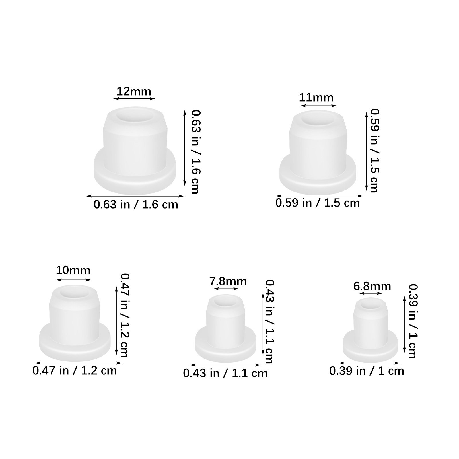 塩コショウ入れ用の白いシリコン製ボトルストッパー25個入り。 - Reusable Bottle のレビューと価格