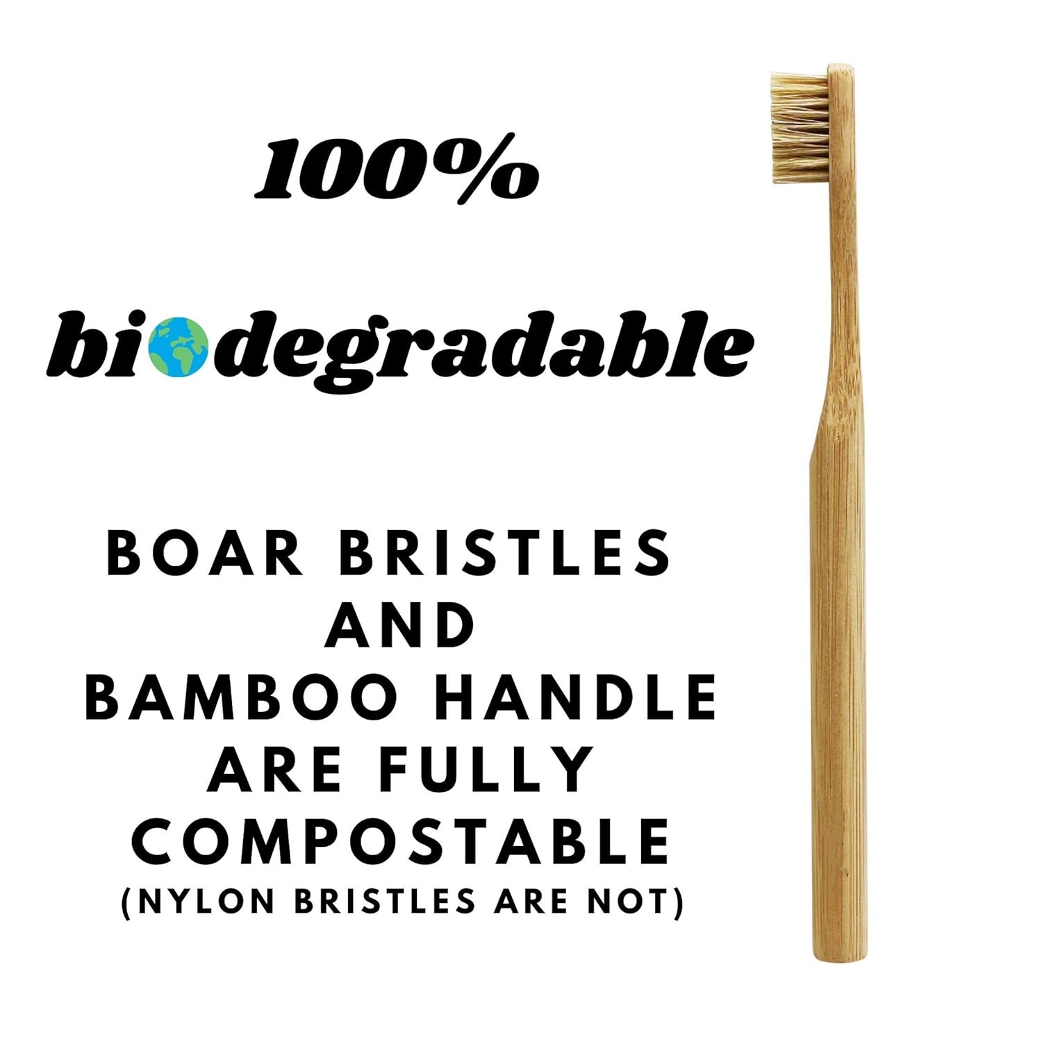 天然猪毛を使用した竹製歯ブラシ10本セット。堆肥化可能で生分 - Bamboo Toothbrush のレビューと価格